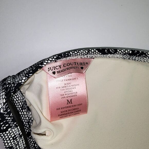 Juicy Couture Beach Royalty Bikini Top Cream and Black Triangle Size M - Picture 8 of 10
